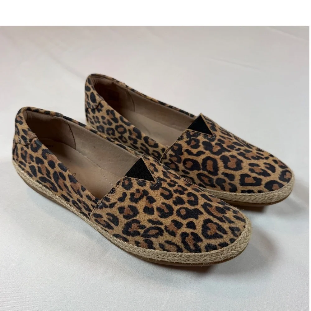 Clarks Collection Danelly Sky Leopard Print Espadrille Flats Brown Tan 8.5 M